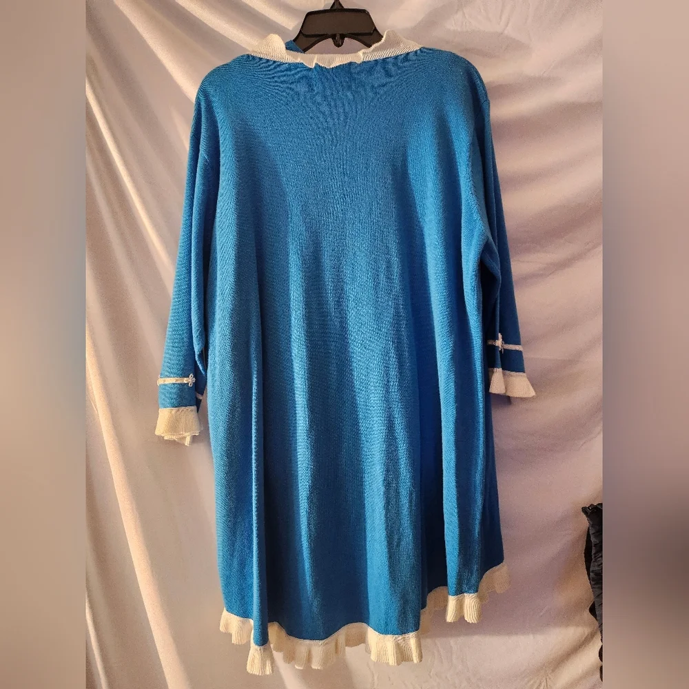 Storybook Knits Cardigan & Sleeveless Top Blue Xl Vintage Embroidery Long‎